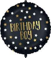 Balon Foliowy + Ciężarek BIRTHDAY BOY Czarny 45cm