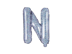 Balon foliowy Litera "N" 35cm holograficzny 1 szt.