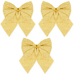 Kokardy Świąteczne Brokatowe ZŁOTE 12cm 3szt.