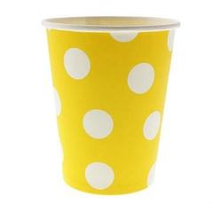 Kubeczki "Groszki żółte" 270ml, 6 szt.
