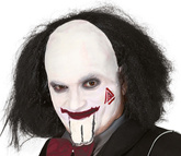 Peruka CZARNE WŁOSY z ŁYSINĄ Piła Saw Halloween