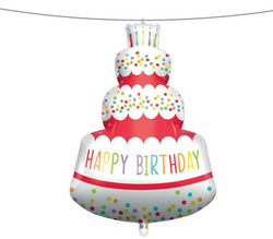 Balon Foliowy + Ciężarek Urodzinowy TORT 94cm
