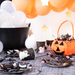 Talerzyki Papierowe Halloween Duch Czarne 18cm 6sz