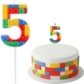 ŚWIECZKA Piker CYFRA 5 Pięć KOLOROWE KLOCKI 10cm