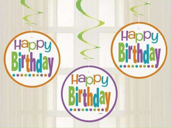 Świderki urodzinowe, 65 cm, 3 szt. 