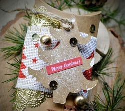 Zawieszki ze Sznureczkiem do Prezentów Krat 12szt.