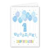 Zaproszenie na roczek, niebieskie, 1 szt.