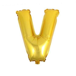 Balon Foliowy Litera "V", Złoty, 45 cm, 1 szt.