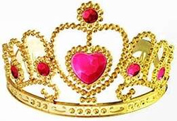 Diadem Tiara Korona z Rubinami Królowa Balu Złota