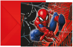 Zaproszenia z Kopertami SPIDERMAN Marvel 6szt.