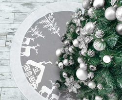 Dywanik Mata pod Choinkę na Prezenty Srebrna 90cm