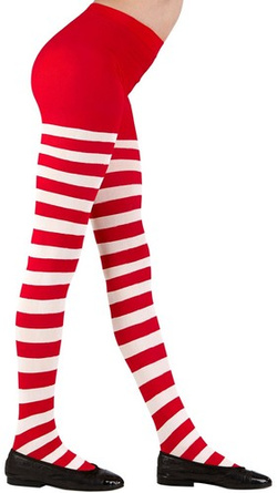 Rajstopy Dziecięce w Biało Czerwone Paski 11-14 l