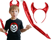 Zestaw Czerwony DIABEŁEK Diabeł Opaska Rogi Ogon