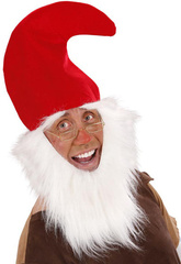 Czerwona Czapka Skrzata Kransala Elfa Biała Brodą