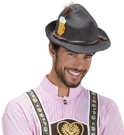 KAPELUSZ Filcowy Bawarski SZARY Piwem OKTOBERFEST