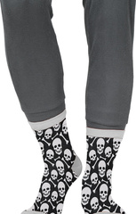 Skarpetki Czarne BIAŁE CZASZKI Halloween 28-35