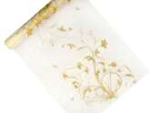 Organza z nadrukiem, kremowa, 0,36x9m, 1 szt.
