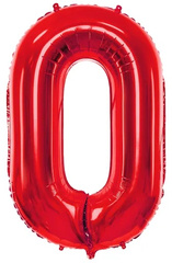Balon foliowy Cyfra "0", czerwony, 86cm, 1szt.