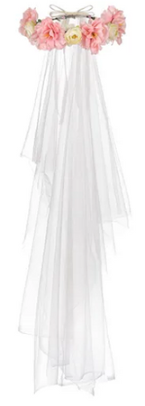 Opaska Wianek na Głowę z Białym Welonem Kwiaty