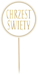 Topper do Ciasta Tortu CHRZEST ŚWIĘTY Złoty 25cm