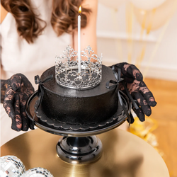 Dekoracja Ozdoba Tort Ciasto SREBRNA KORONA 10cm