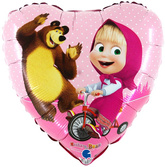 Balon Foliowy Masha MASZA I NIEDŹWIEDŹ Serce 45cm
