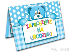 Zaproszenie na urodzinki, niebieskie, 1 szt.