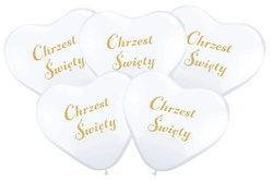 Balony Serca z nadrukiem Chrzest Święty 5 szt.