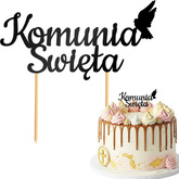 Topper na Tort KOMUNIA ŚWIĘTA Gołąbek CZARNY