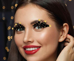 Sztuczne RZĘSY  Doklejane Czarne Złote GWIAZDKI