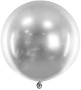 Balon okrągły Glossy 60 cm, srebrny 1 szt.