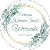 Opłatek tortowy 14 cm Komunia Imię Data Boho 1szt.