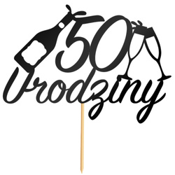 Topper na Tort 50 URODZINY Party CZARNY