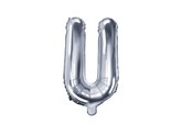 Balon foliowy Litera "U", 35cm, srebrny, 1 szt.