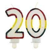 Świeczka cyferki brokat "20", 1 szt.