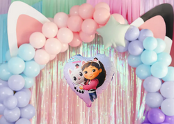 Balon foliowy Serce KOCI DOMEK GABI Urodziny, 45cm