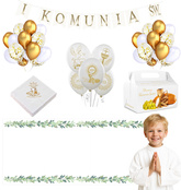Zestaw Komunijny KOMUNIA Balony Bieżnik Serwetki