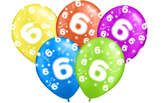 Balony z nadrukiem na 6 urodziny  "6" - 1 szt.