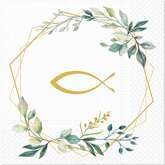 Serwetki Komunijne Znak Ryby Boho 33x33cm 20szt.