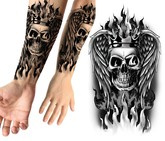 Tatuaż Zmywalny Tymczasowy Rękaw CZASZKA 14x30cm