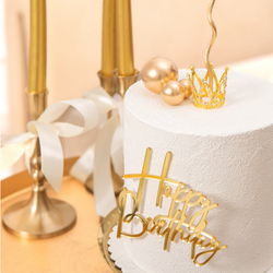Ozdoba na Tort ZŁOTA KORONA Srebrne Kryształki 3cm