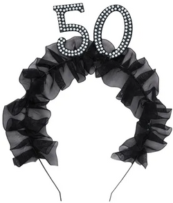 OPASKA na Głowę Czarna z Falbanką 50 URODZINY