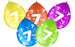 Balony odwrotny nadruk cyfra 7 SIEDEM, 5 szt