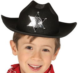 KAPELUSZ Czarny Kowbojski SZERYFA Odznaka Gwiazda