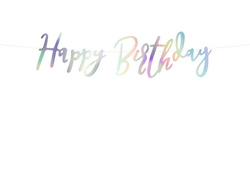 Baner Happy Birthday, opalizujący, 16,5x62, 1 szt.