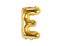 Balon foliowy Litera "E", 35cm, złoty