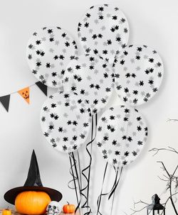 BALONY Przezroczyste Konfetti Czarne PAJĄKI 10szt.