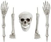 Dekoracja Szkielet KOŚCI Czaszka Ręce Nogi 5szt.