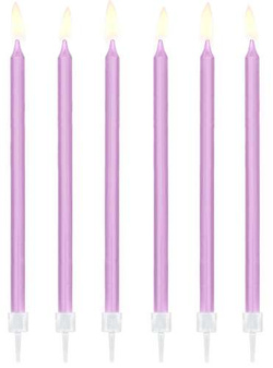 Świeczki urodzinowe gładkie j. liliowy 14cm 12szt.