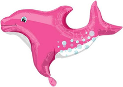 Balon Foliowy DELFIN Różowy Urodziny Party 71cm